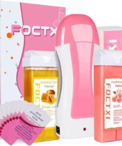 Kit de cera con rodillo para mujer, kit calentador de cera para depilación, para múltiples áreas del cuerpo, kit de rodillo de cera para piel sensible para mujeres