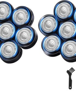 Cabezales de repuesto para afeitadora de 7 cuchillas, ajuste universal para maquinillas de afeitar eléctricas, uso húmedo y seco, diseño flotante 7D, cabezales de hoja de acero inoxidable, ideal para