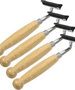 MAGICLULU Maquinilla de Afeitar y Afeitado Suaveza 4 Piezas con Mango de Bambú Afeitadora Clásica de Acero Inoxidable con Agarre Cómodo para Hombre