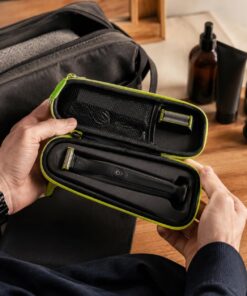 Estuche de viaje para afeitadora eléctrica de carcasa dura, bolsa de almacenamiento de maquinilla de afeitar de EVA a prueba de golpes con bolsillo de malla para accesorios de
