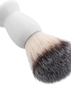 Brocha de Afeitar Masculina Mango de Plástico Blanco | Cerdas de Fibra, Limpieza Precisa del Vello Facial, Uso para Vello Facial y Bigote