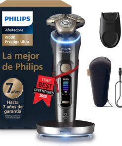 Philips i9000 Prestige Ultra, Afeitadora Eléctrica Hombre, Máquina de Afeitar Barba en Seco y Húmedo, Tecnología SkinIQ Pro, Base de Carga, Recargable, Estuche, XP9402/11