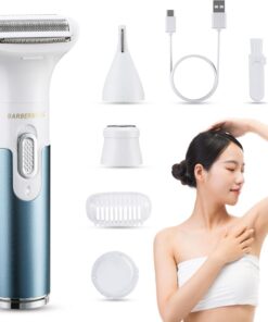 BarberBoss Maquinilla de afeitar eléctrica 3 en 1 para mujer, afeitadora eléctrica para mujer, indolora, portátil, recargable, afeitadora facial, brazo, pierna, axila y bikini QR-8082
