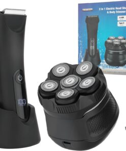 SUNNOW Recortadora de vello corporal y afeitadoras de cabeza para hombres calvos, recortadora de pelo púbico de bola Manscape, kit de afeitadora eléctrica de cabeza, peluquería corporal de bola para