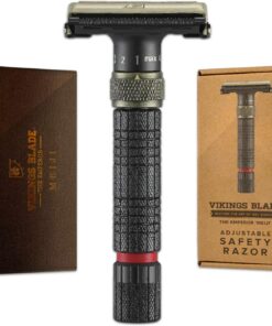 VIKINGS BLADE Maquinilla de afeitar clásica, segura, ajustable, doble filo + funda de lujo Suave, reutilizable y ecológica (el emperador "Meiji").