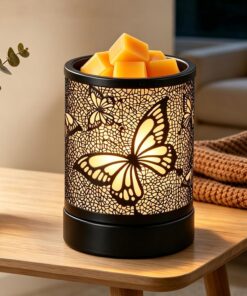 AVEKI Calentador de cera para derretir, calentador de cera de metal con tapa extraíble, calentador de fragancia eléctrico para decoración del hogar y oficina, regalos para mujeres (mariposa)