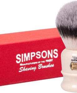 Simpsons - Brocha de afeitar Chubby 2 CH2 de fibra soberana, mango de marfil sintético, herramienta de afeitado húmedo de alta calidad para una espuma abundante, extra suave y densa, cepillo de