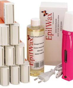 EpilWax Royal Kit Depilatorio Completo con : Calentador de Cera Profesional-12 Roll-On de Cera 100 ml Argán-100 Tiras Depilatorias-250 ml de Aceite para después depilación (Royal Argan Series 12)