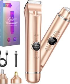 Recortadora de bikini 4 en 1 para mujer, afeitadora eléctrica de doble cabeza para mujer, IPX7, impermeable, húmedo y seco, recortadora de vello corporal para bikini, axilas, piernas, brazos