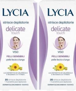 Lycia Delicate Touch Strisce Depilatorie Viso Pelli Sensibili 20 pz (Paquete de 2)