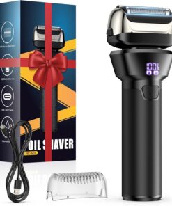 Afeitadoras eléctricas de papel de aluminio para hombre con cabezales flotantes flexibles 4D, recortadora de barba recargable con pantalla LED, afeitadora facial inalámbrica para viajes, IPX6