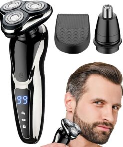 Afeitadora eléctrica para hombre, maquinilla de afeitar portátil USB | recortadora de barba de 600 mAh con cabezal de afeitado de acero inoxidable con mango ergonómico, cortadora de pelo inalámbri