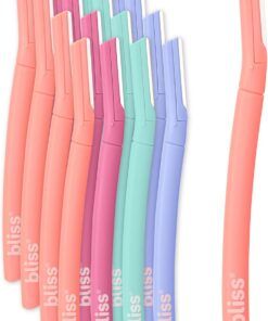 Bliss Herramienta de Dermaplaning para mujer, 16 unidades de microcuchillas de afeitar Dermaplaning: Peach Fuzz depilación facial, exfoliante, maquinilla de afeitar de cejas, surtido