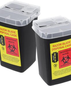 STOBAZA Contenedor de Cuchillas de Afeitar Portátil y Ligero de Plástico Negro, Caja para Almacenamiento y Reciclaje Segura, Pack de 2 Unidades para Uso Personal