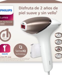 Philips Lumea serie 8000, dispositivo de depilación IPL, alternativa de depilación láser, tecnología SenseIQ, 4 accesorios para el cuerpo, la cara, la zona del bikini y las axilas, modelo BRI948/00