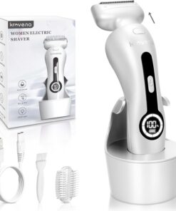 Afeitadora eléctrica para mujer, maquinilla de afeitar eléctrica para mujer, bikini, piernas, axilas, pelos públicos, recortadora recargable con cabeza desmontable, inalámbrica, uso en seco y húmedo