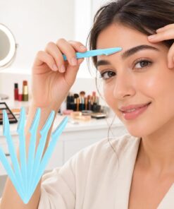 Juego de 6 piezas de maquinilla de afeitar de cejas para mujer, juego de herramientas de corte de cejas de precisión con cubierta protectora para uso diario, color azul