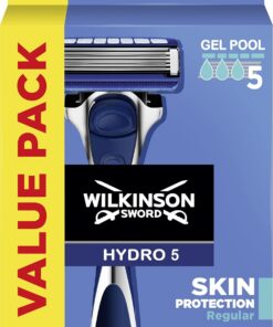 Wilkinson Sword Hydro 5 Skin Protection Regular - Maquinilla de Afeitar de 5 Hojas con 13 Recambios con Banda Lubricante Enriquecida con Pro Vitamina B5