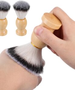 Happyyami Brocha de Afeitar 2piezas Mango de Madera para Hombre y Cerdas de Nylon Seca Rápido y Segura para Usar en Agua, Adecuado para Barber Salon y After-shave