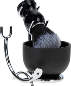 Ciieeo 1 Juego de Cepillo para Vello Facial y Cuenco de Afeitar, Soporte para Brocha, Aleación de Zinc y Plástico, Negro, para Hombre, para Vello Facial y Bigote