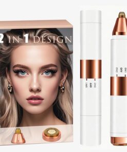 Recortador de cejas 2 en 1 de doble cabeza y depilación facial impecable para mujeres, removedor de vello facial suave y indoloro para cejas, barbilla, labio superior, mejillas, carga tipo C para