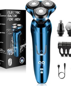 Maquinilla de afeitar eléctrica para hombre, afeitadora eléctrica para hombre, repuesto giratorio/impermeable/recargable, afeitadora eléctrica para hombres, cuchillas reemplazables de cabeza flotante