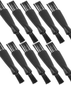 Hemobllo Cepillo de Afeitar Eléctrico Negro Doble Cabezal, Nylon Antideslizante, Paquete de 10 Unidades para Limpieza de Recortadoras en Viajes y Uso Profesional