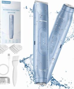 Akunbem Recortadora de bikini eléctrica 2 en 1 para mujer, IPX7 impermeable, uso en seco y húmedo, recortadora de vello corporal y removedor de vello facial para bikini, axilas,