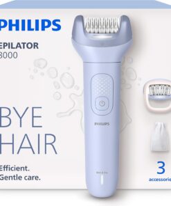Philips Depiladora Serie 8000 - Depiladora eléctrica inalámbrica en seco y húmedo para piernas y cuerpo, con ProGuide, 3 accesorios, 60 min de tiempo de funcionamiento, modelo BRE708/00
