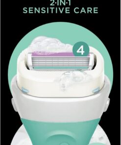 Wilkinson Sword Intuition Sensitive - Maquinilla de Afeitar de Mujer Recargable con Jabón Hidratante y 4 Hojas, Depilación Femenina, 1 Recambio