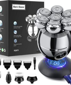 Afeitadoras de cabeza para hombres calvos, maquinilla de afeitar eléctrica 6 en 1, afeitadora eléctrica inalámbrica para hombre, afeitadora eléctrica inalámbrica 7D flotante recargable para