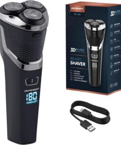 Berdsen Maquinilla de afeitar eléctrica rotativa para hombre, color negro