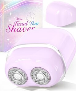 Depilación facial para mujer: afeitadora facial indolora con 2 cuchillas dobles, dispositivo removedor de vello portátil recargable para melocotón, pelusas superiores y barbillas, ideal para viajes y