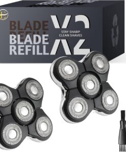 Cabezal de repuesto Pro compatible con afeitadora Remington Balder Pro XR7000, 5 cuchillas de doble pista, afeitado eléctrico de precisión para hombres calvos (paquete de 2)