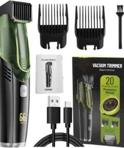 Maquinilla de afeitar eléctrica IPX6 impermeable con 2 peines, recortadora | de vacío recargable portátil para bigote facial, herramienta de aseo compacta para hombres para viajes