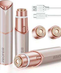 Depilación facial para mujer: dispositivo eléctrico de depilación, maquinilla de afeitar recargable sin dolor para barbilla, labio superior, melocotón, pelusas con luz para mujeres (oro rosa)