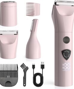 Recortadora de bikini para mujer, maquinilla de afeitar eléctrica 3 en 1 de fácil limpieza para mujer, afeitadora de vello púbico recargable de 5 V, impermeable, húmedo y seco, recortadora y