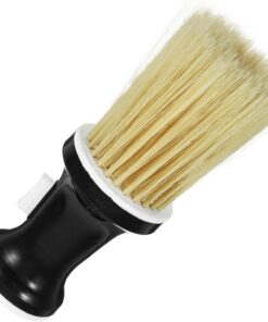 Cepillo de Peluquería para Quitar Pelo Roto y Limpiar Cuello Mango Negro y Cerdas de Nailon Marrón, Herramienta Profesional para Afeitado Manual y Cuidado Masculino