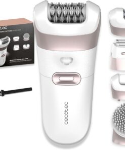Cecotec Depiladora Eléctrica de Arranque Inalámbrica 60 Láminas SkinCare Depil-Action 6000. 4 Accesorios, Luz LED, Accesorio para Zonas Sensibles, Autonomía 60 minutos, Diseño Ergonómico
