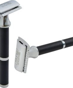 Afeitadora de seguridad para hombre, mango de acero inoxidable, doble filo, seguridad (cuchillas no incluidas)