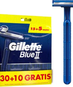 Gillette Blue II Máquinilla de Afeitar Desechable para Hombre, Pack de 40 | Cuchillas de Afeitar de Dos Hojas de Larga Duración, Cabezal Fijo, Banda Lubricante