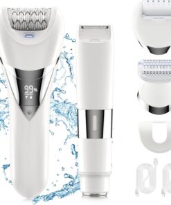 Depiladora eléctrica de bikini para mujer, depilación 5 en 1 para cara, barbilla, brazo, pierna, axila, recortadora de bikini, IPX6 impermeable, recargable por USB, afeitadora húmeda y seca, 2