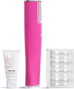 DERMAFLASH LUXE Plus Dispositivo antienvejecimiento, exfoliación, depilación y herramienta de dermatización con tecnología Sonic Edge y 4 semanas de tratamiento, rosa pop