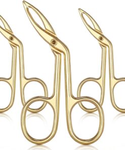 Pinzas de Ceja, Pinzas de Ceja Plata, Clip Pinzas de Punta Recta de Cejas con Forma de Tijera, Pinzas de Punta Plana para Depilar Pelo, Ceja Hairgripping Punta Recta(Chapado en Oro, 3 Paquetes)