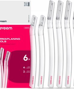 CAVEEM Dermaplane Razor para mujeres, herramienta de dermaplaning - Rasuradoras faciales para mujeres y hombres, cuchillas recortadoras de cejas y moldeador de depilación facial (6 unidades)