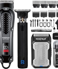 HIENA Pro Cortapelos inalámbrico profesional para hombres, recortadora de barba con cuchilla en T, afeitadora de papel de aluminio y recortadora de vello de nariz, kit de aseo para cortar el pelo