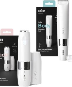 Braun Face Rasuradora Facial Depiladora para Mujer con Luz Smartlight Incorporada,Blanco & Body Mini Afeitadora Corporal Unix, Depiladora Corporal Blanco