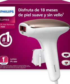 Philips Lumea serie 7000, dispositivo de depilación IPL, alternativa de depilación láser, con lápiz recortador compacto Satin, 2 accesorios para el cuerpo y la cara, modelo BRI921/00
