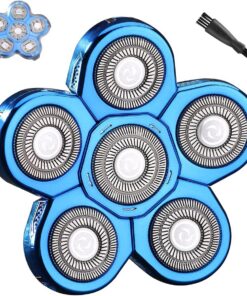 Cabezales de repuesto azules de 6 cuchillas para afeitadora de cabeza, 6 cuchillas de repuesto para afeitadora de cabeza con cubierta de cuchilla, cabezal de afeitadora eléctrica