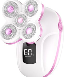 Maquinilla de afeitar eléctrica para mujer, recargable, giratoria, sin dolor, para piernas, depilación facial, afeitadora corporal húmeda/seca, kit de aseo resistente al agua, recortadora inalámbrica